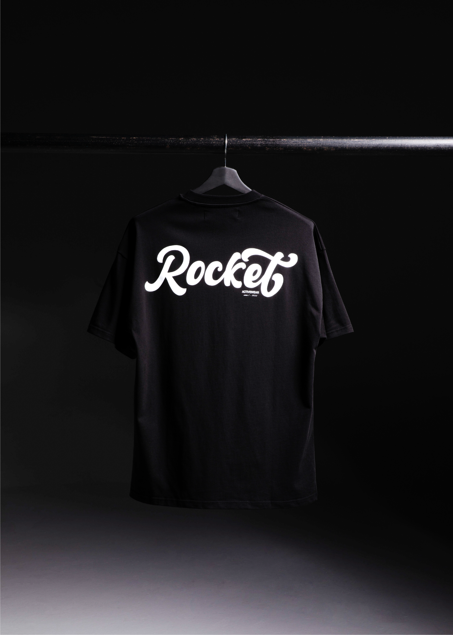 Rocket Script Logo Box-fit T in B/W