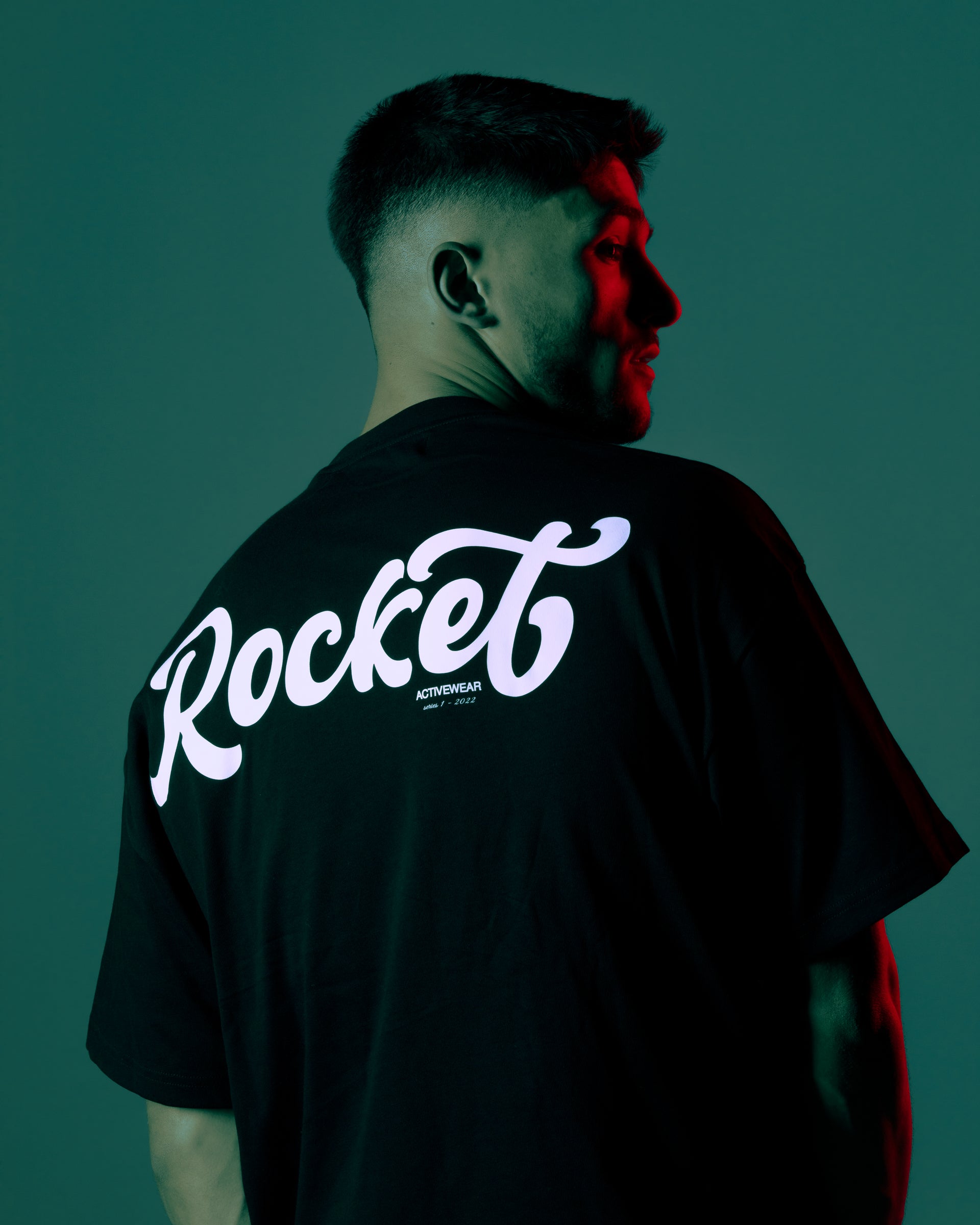 Rocket Script Logo Box-fit T in B/W