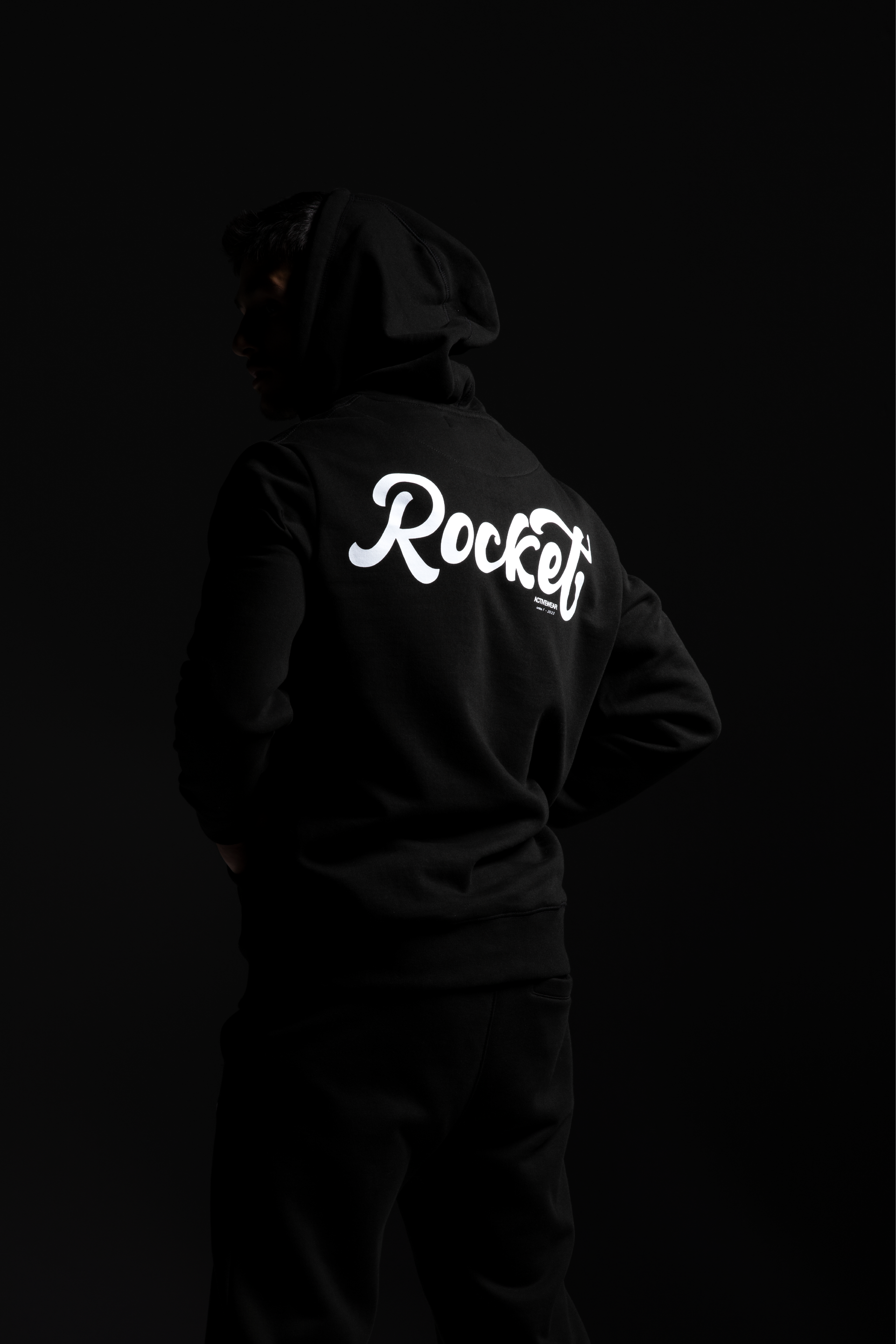 Rocket Script Logo Hoodie in B/W